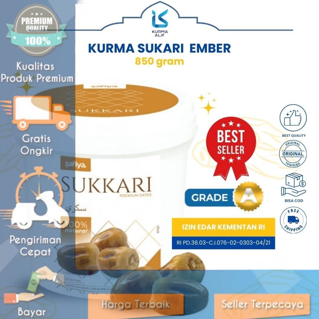 

Kurma Sukari Ember 850 gr Safiya Original asli