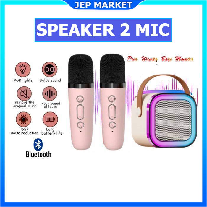 Mic Microphone /Speaker mic/Speaker karaoke viral/Speaker mini bluetooth 2 mic 1  karaoke/Speaker Ka