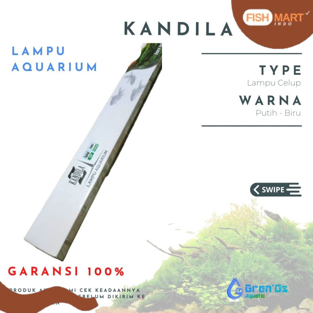 Lampu Celup Kandila Z 100 cm Aquarium Hemat Listrik Warna Putih Biru