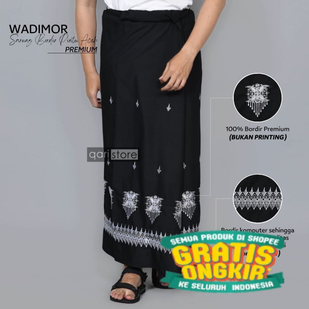 Sarung Wadimor Bordir Pintu Aceh Sarung Wadimor Pria Dewasa/ putih biru pink merah ungu