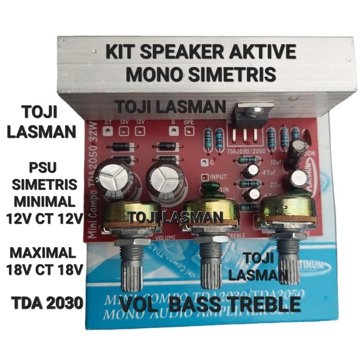 BN01 kit pcb speaker aktif tda 2030 tda2030 mono platinum