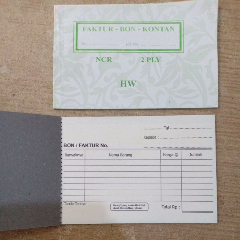

Faktur Bon Ncr 2 ply kecil ke samping / Bon Faktur Tidur