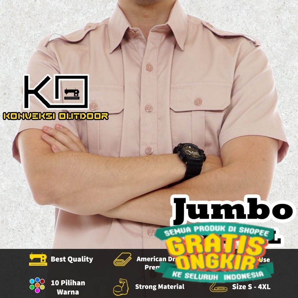 JUMBO 3XL 4XL - BAJU KEMEJA PDL OUTDOOR INDOOR LENGAN PENDEK - Kemeja Lapangan Seragam Kerja Kantor 