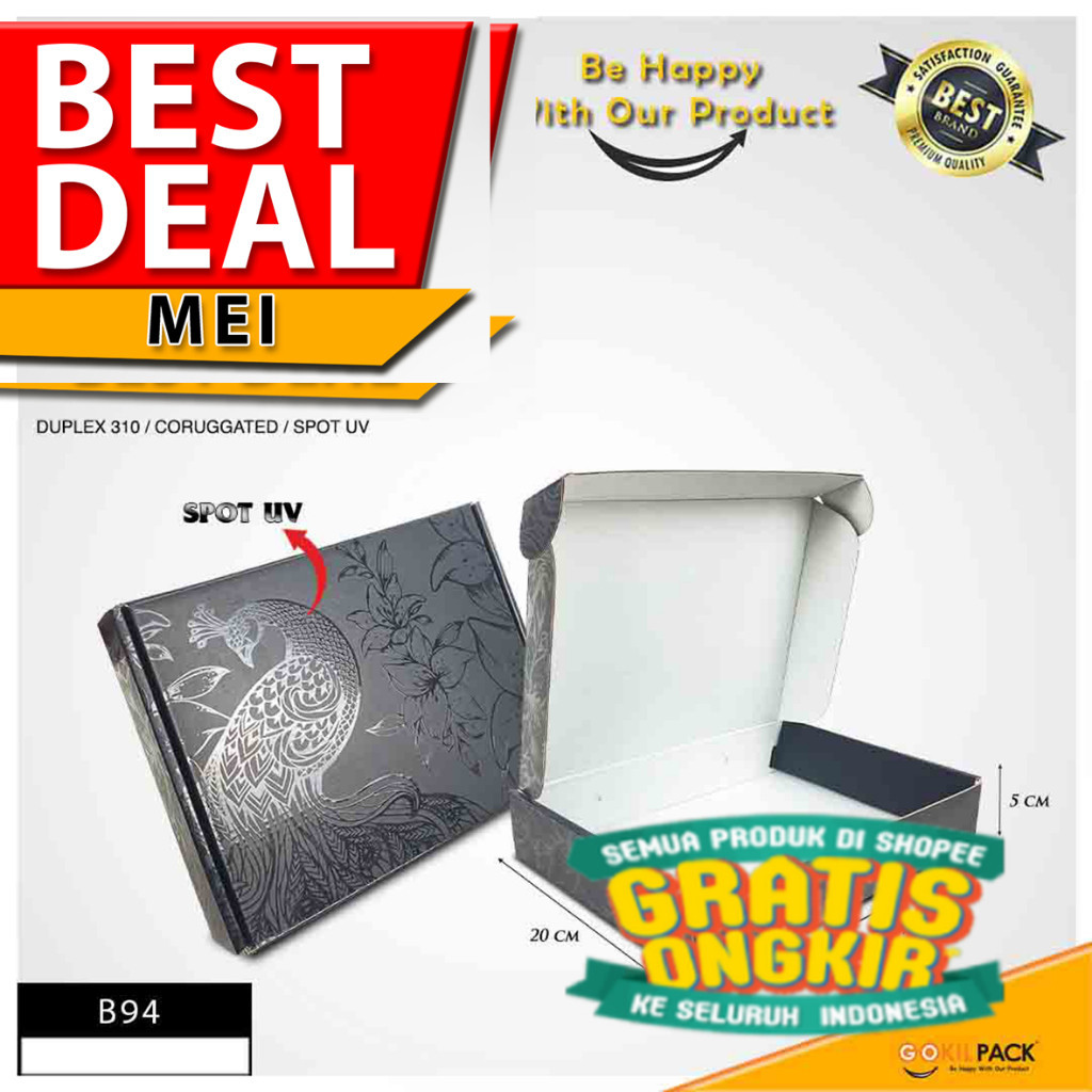 Box Kado - Dus Hampers - Kotak Hadiah - Premium Spot UV Hitam - Gift - B94/ Spesial box mewah