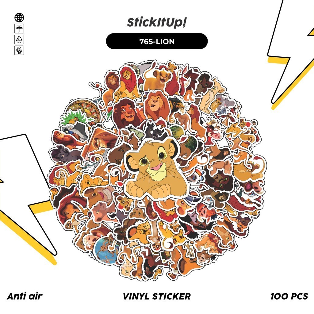 

COD✨ 100 Pcs Stiker Pack The Lion King Simba Lucu Aesthetic Vynil Waterproof untuk Freebies Sticker Buku Journal Casing HP Laptop
