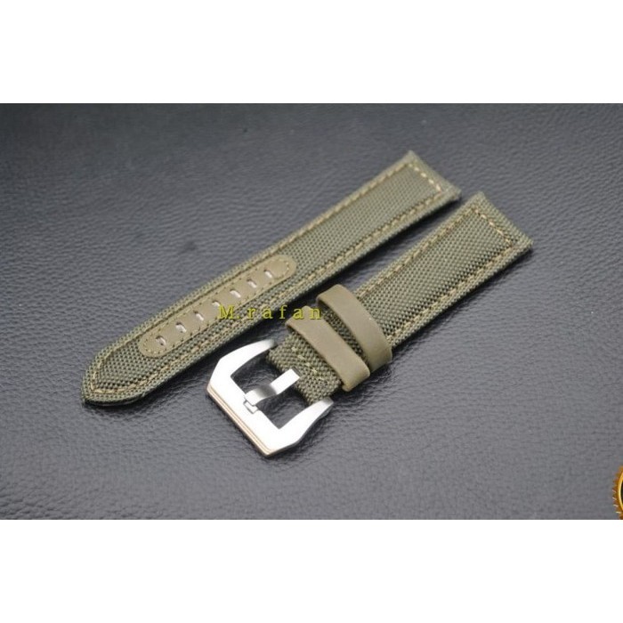[TERMURAH] Tali jam tangan kulit Canvas kanvas 22 24 26mm hijau strap kulit - 22MM
