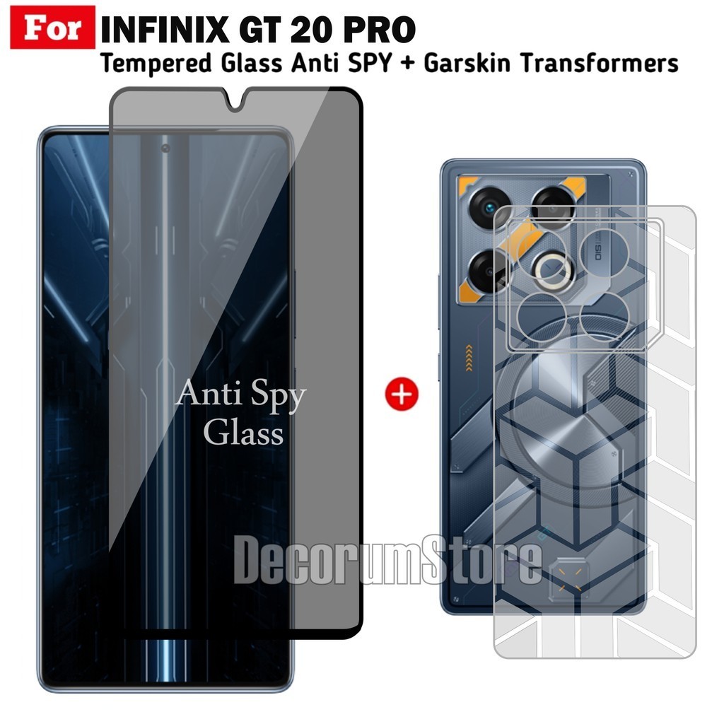 Tempered Glass INFINIX GT 20 PRO Layar Privacy Anti Spy Free Garskin Transformers
