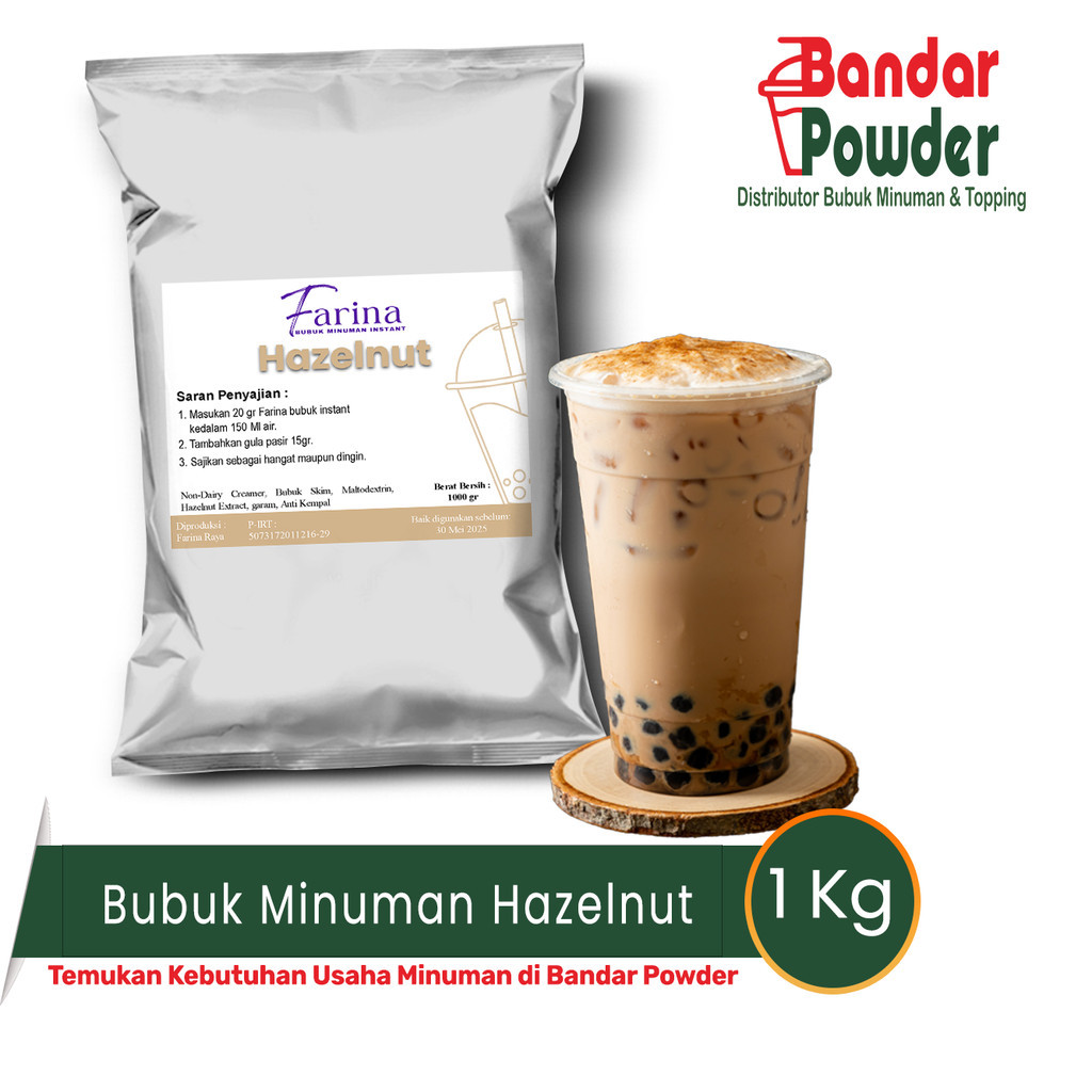 

Bubuk Minuman Hazelnut 1kg - Serbuk Minuman Farina Premium Plain