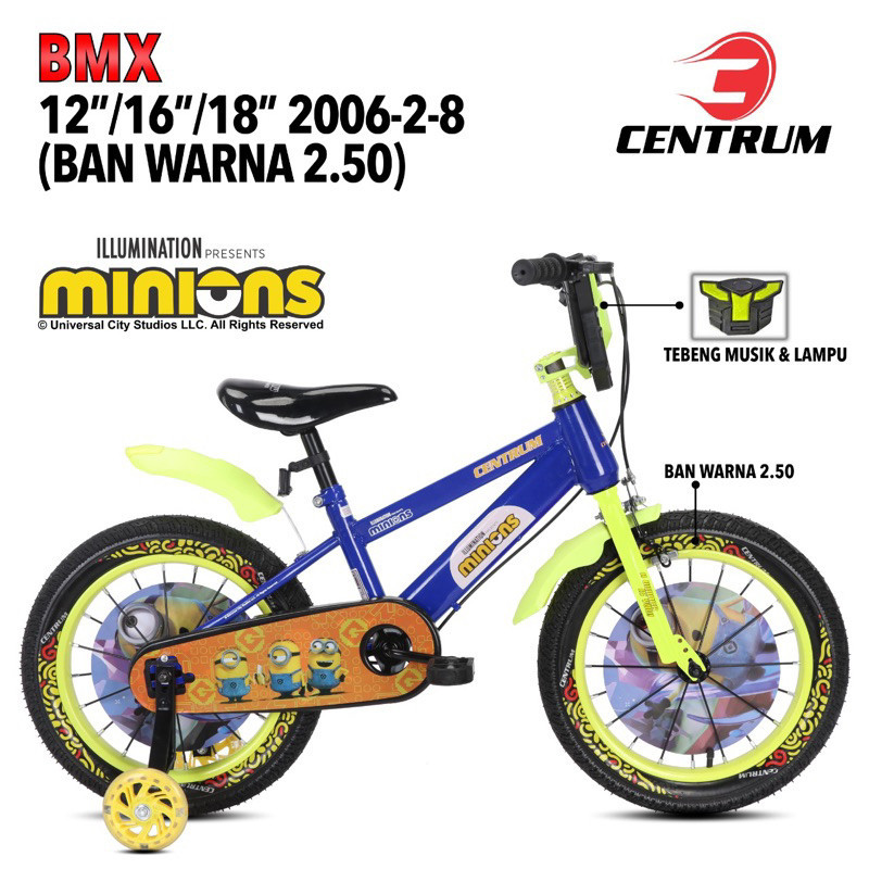 Sepeda Bmx 12 16 18 Inch Centrum Minions 2006-2-8 New