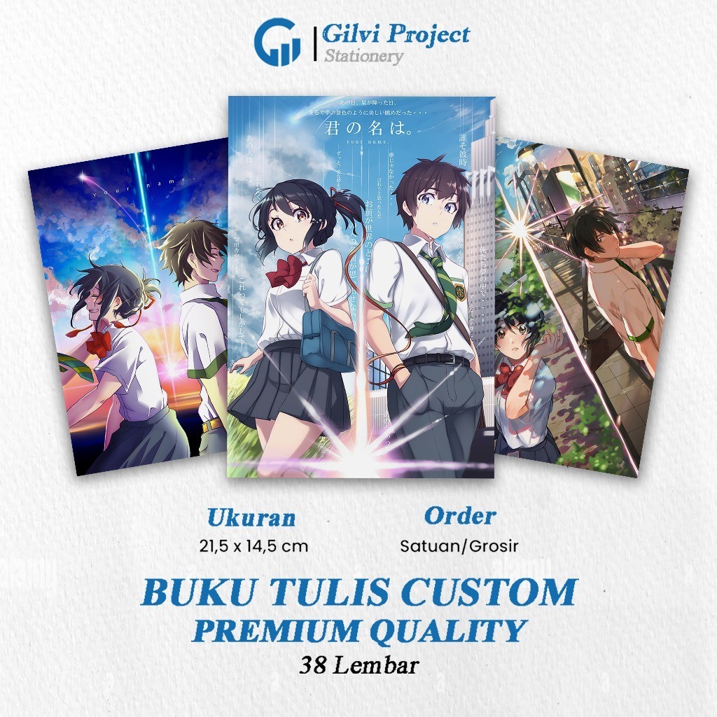 

Buku Tulis Kimi No Na Wa / Buku Tulis Sekolah / Buku Tulis Catatan Notes Agenda Planner Jurnal Notebook Anime