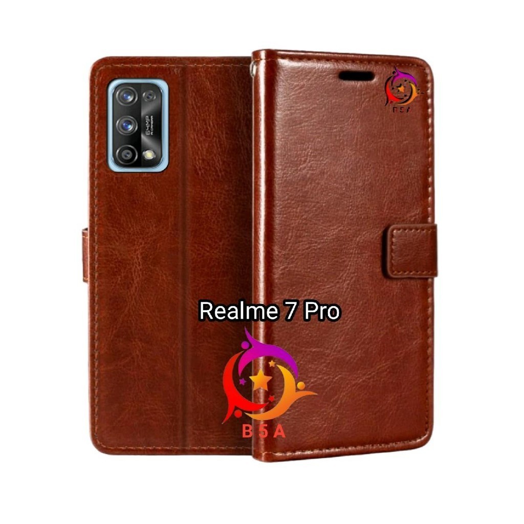 Case REALME 7 PRO Flip Cover Wallet Leather Casing Dompet Kulit ( Case OPPO REALME7PRO ) Slot Card W