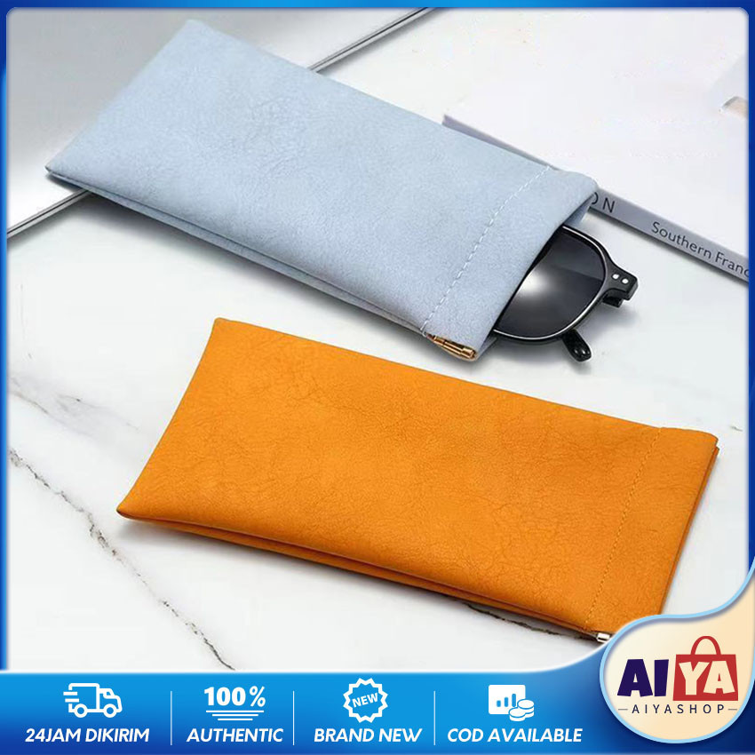 Tas Pouch Kacamata Kantong Kacamata Magnetik Serbaguna dengan Kain Lembut dan Motif Kulit Sintetis: 