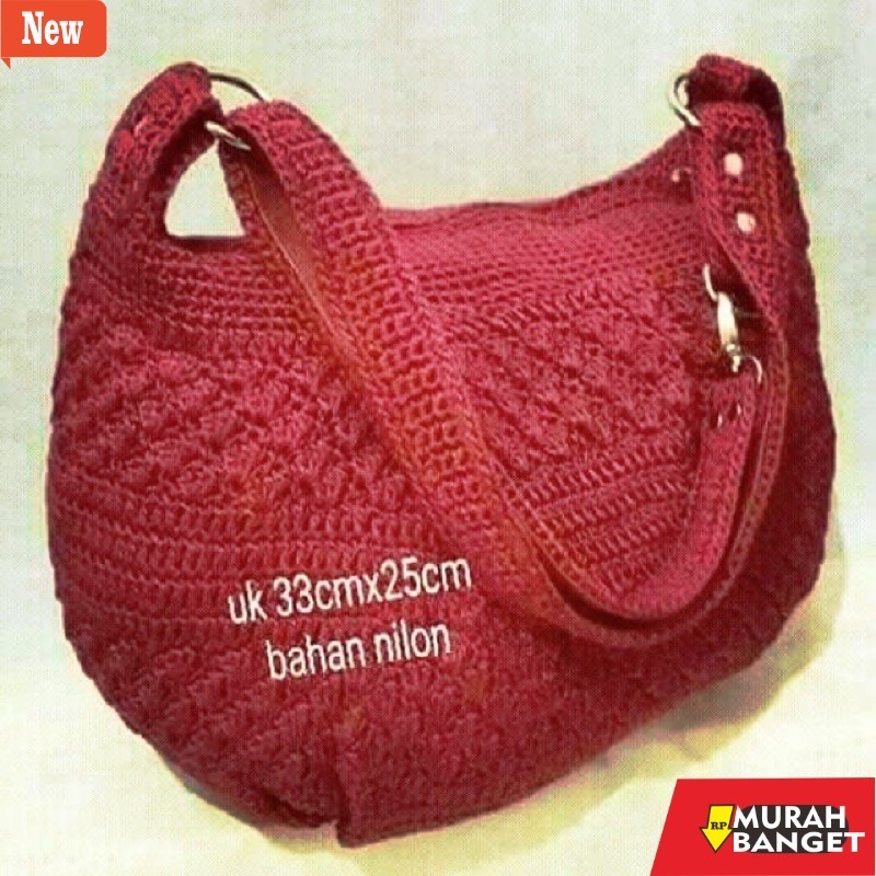 tas jinjing wanita Tas Rajut Hobo Mini Full Rajut Cantik