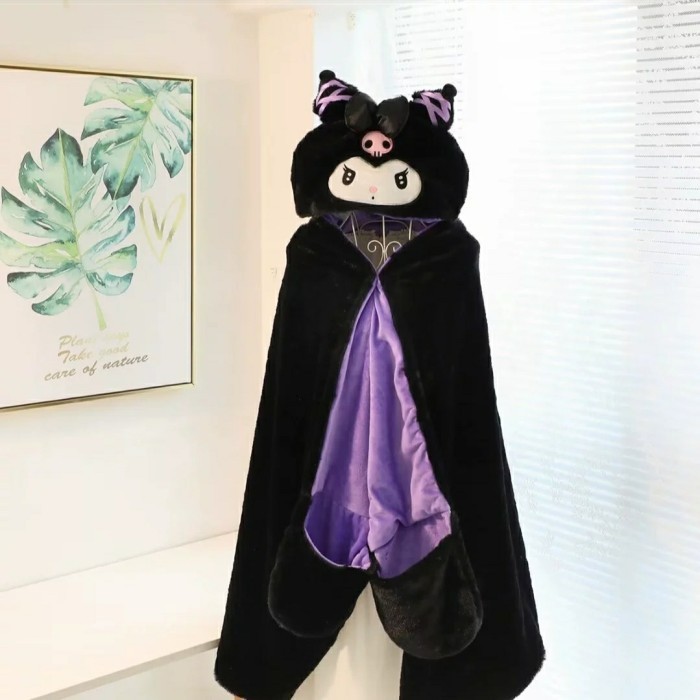 Selimut Hoodie/Jubah Selimut Kantong My Melody Kuromi Gothic Edition - Kuromi