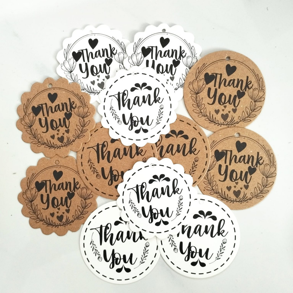 

[ , ] 4pcs Pricetag Hangtag Thank You Persegi, Flower, Bulat | Hangtag Thank You Aesthetic