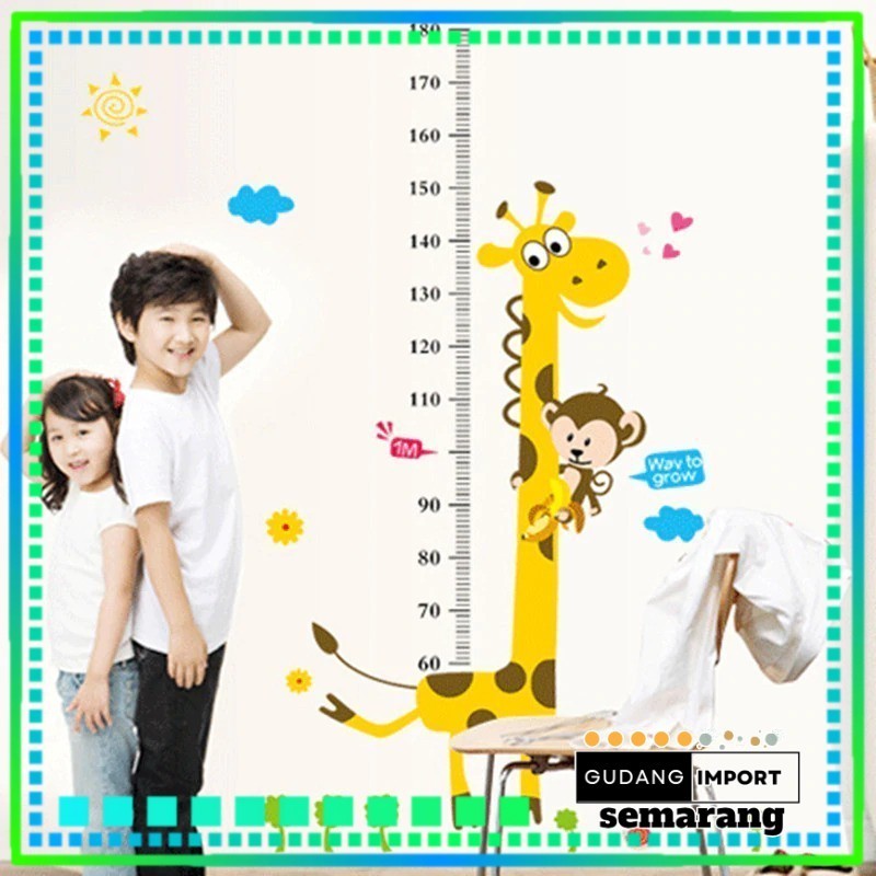 Stiker tinggi badan anak/sticker alat ukur tinggi badan anak/stiker gambar pengukur tinggi badan ana