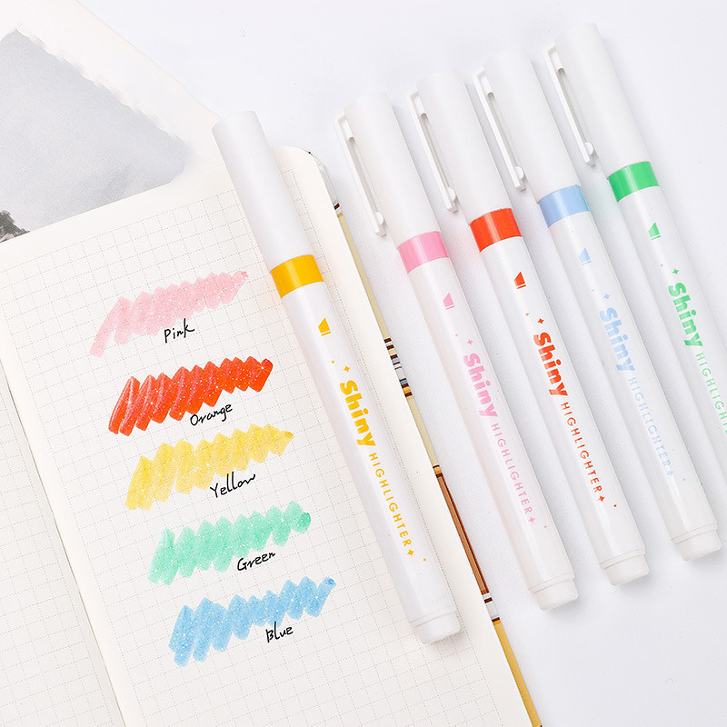 

Set Penyorot Glitter Spidol Akrilik Pena Penanda Buku Besar Tangan Siswa MG