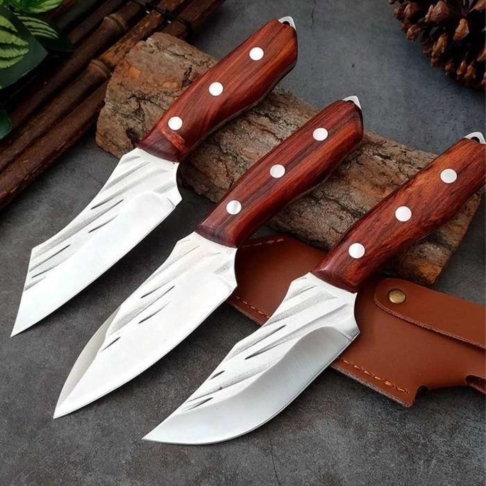 Pisau Dapur Daging Super Tajam Serbaguna Chef Knife Stainless Steel with Holster Original Import