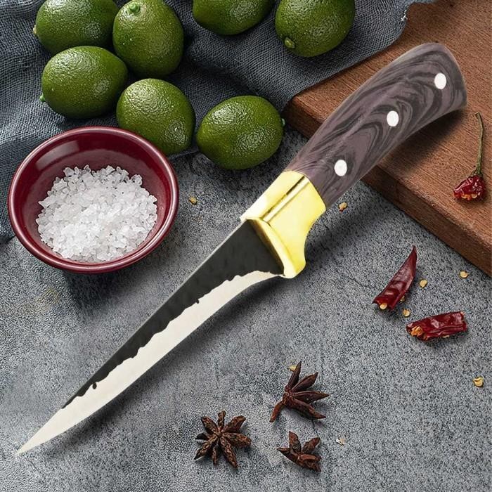 Pisau Dapur Fillet Seset Kulit Daging Tulang Sapi Kambing Boning Knife Forged Hammer Original Import