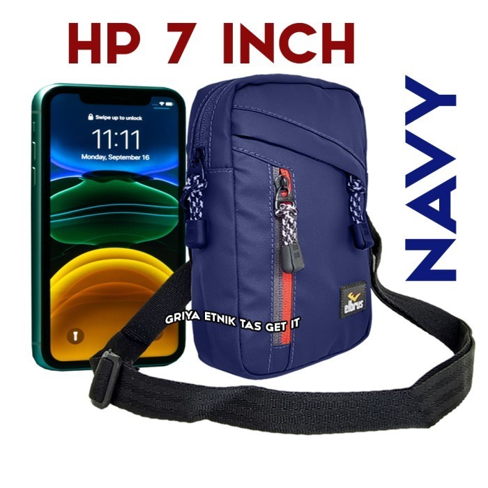 Tas HP Pria 7 inch - Tas Leher HP - Dompet Pria - Tas Gantung Leher - 7 inch Navy