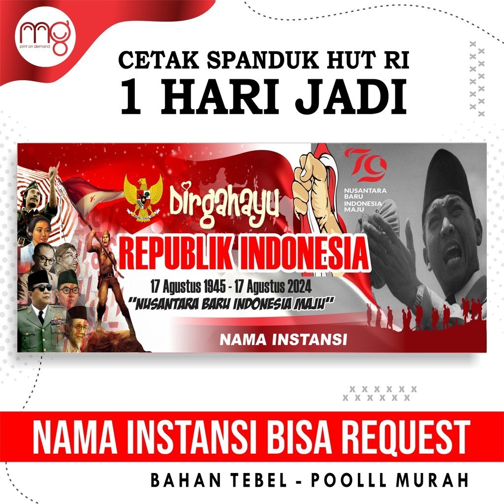 Banner 17 Agustus / Spanduk Dirgahayu kemerdekaan /  HUT RI 79