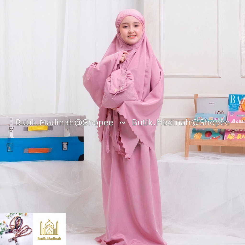 MUKENA ANAK AZZURA TRAVELING 2 IN 1 FATIMAH KATUN FREE TAS SAJADAH AMPLOP-MUKENA AZZURA