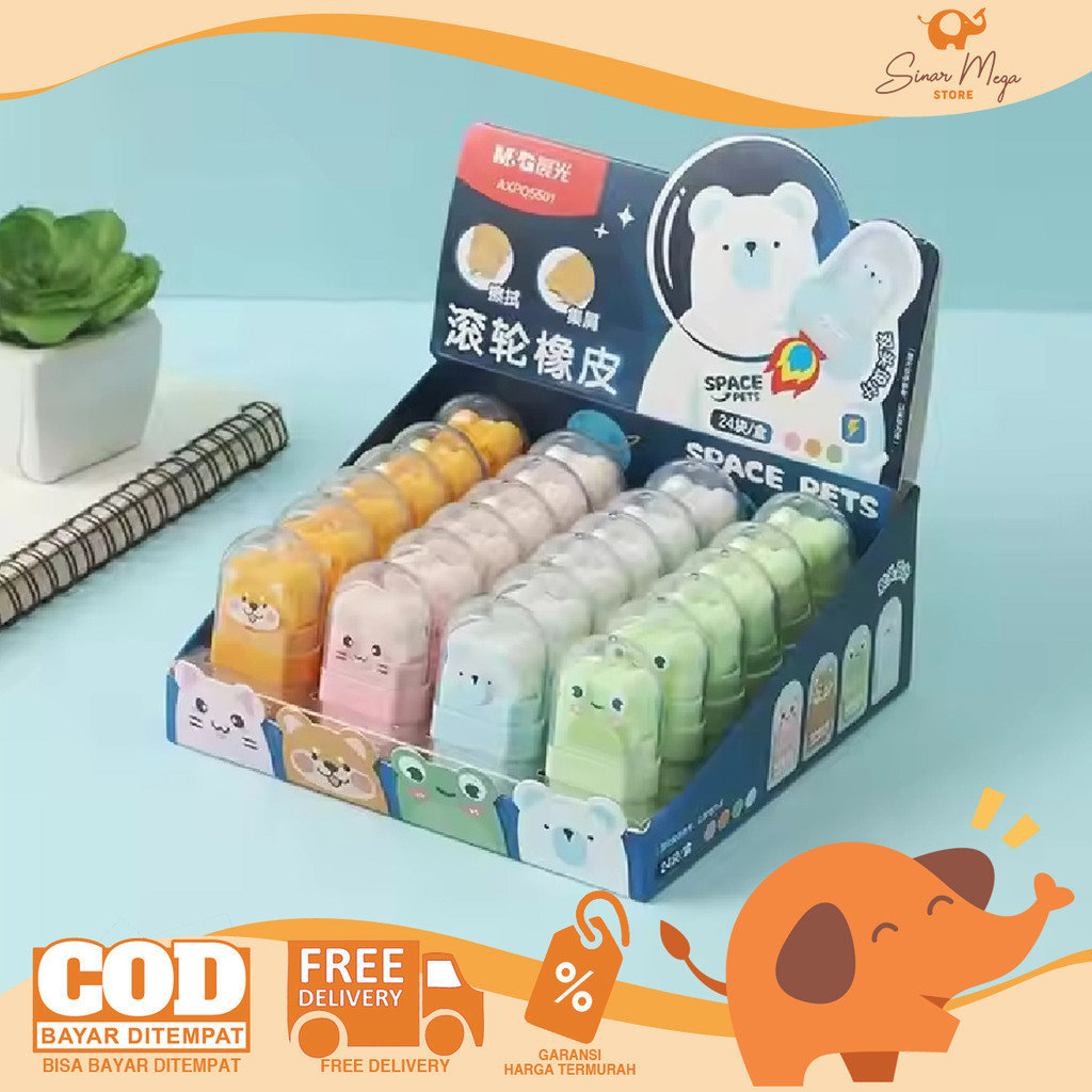 

M&G Roller Eraser Space Pets AXPQ5571 - Penghapus Karet Pensil 2 Sisi 2in1 Lucu Murah