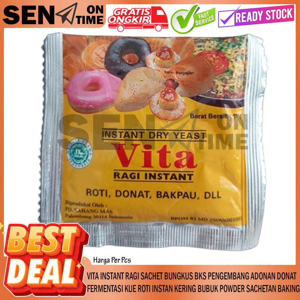 

Vita Baking Kemasan Plastik Instant Ragi Sachet Bungkus Pengembang Adonan Donat Fermentasi Kue Roti Instan Kering Bubuk Powder Rage Food Grade Sachetan Pelastik Donut Fita Pita Fermipan Permipan INI Permifan Bakpao Pelembut