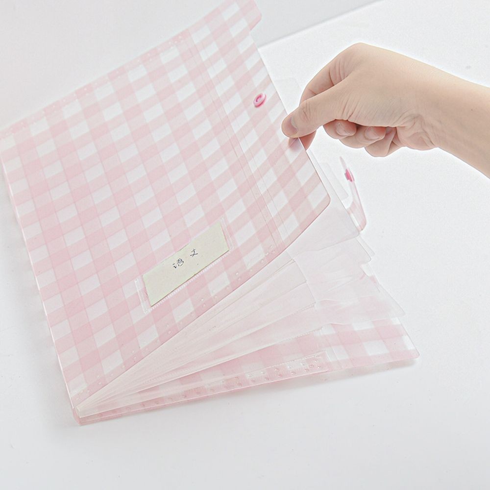 

Letter A4 Paper 5 Pockets Expanding File Folder Pockets Accordion Document Organizer Grid Pattern for Office School Storage