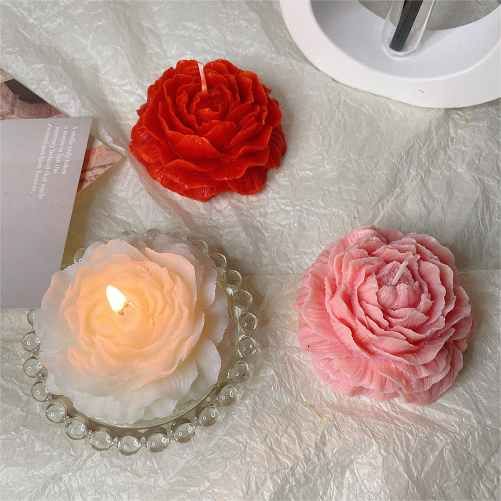 

Large Peony Flower Silicone Candle Mold Valentine's Day DIY Flower Mousse Cake Baking Mold 3D Rose Scented Soap Gypsum Mold