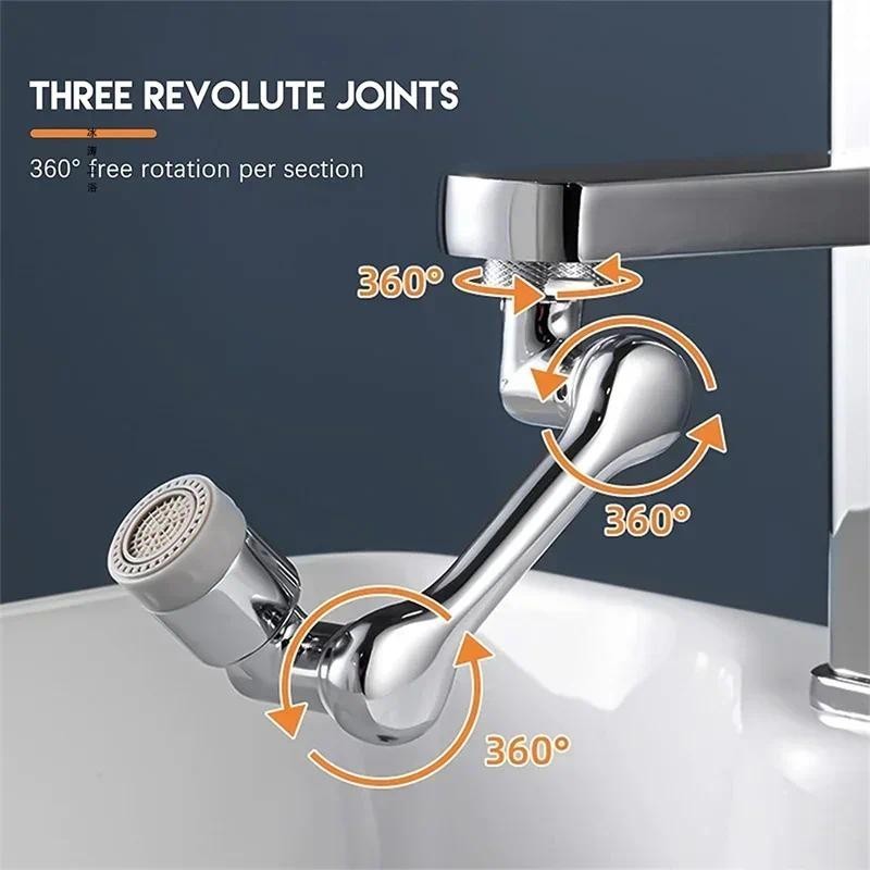 Multifunctional Rotatable Extension Faucet Aerator 1080 Degree Swivel Robotic Arm Water Filter Sink 