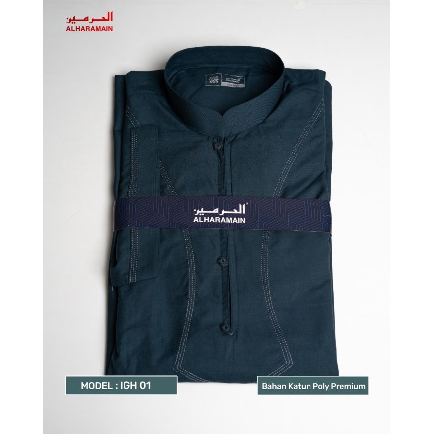 Al Haramain Jubah / Gamis Pria Dewasa Premium Resleting (IGH 001) - Hijau Botol, 52 M
