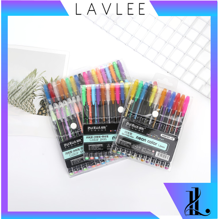 

LAVLEE - S6076 Pulpen Warna-Warni 12 PCS / Pulpen Warna-Warni Tinta / Pen Gel Color / Colorful Pulpen Gel Ink / Pulpen Gel Glitter