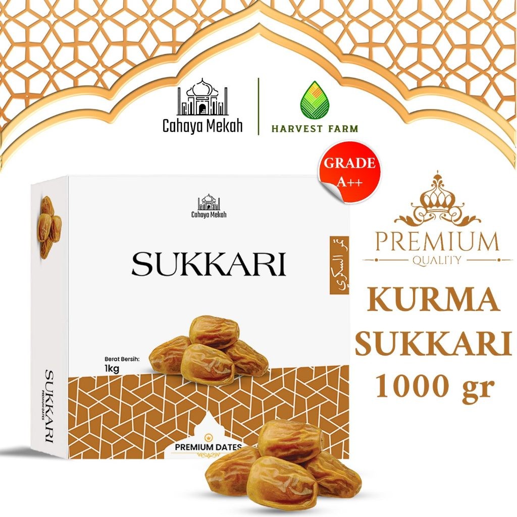 

Cahaya Mekah Kurma Sukkari 1kg Premium Original High Quality Box
