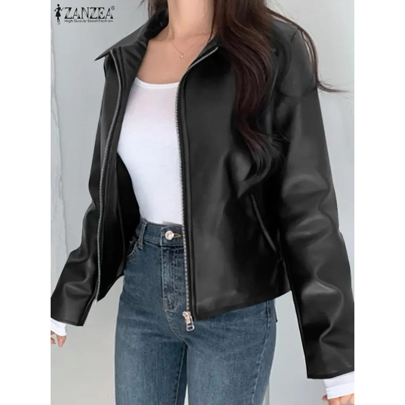 Jaket cewek lucu keren kekinianJacket kulit wanita polos terbaru viena super jaket semi kulit cewe c