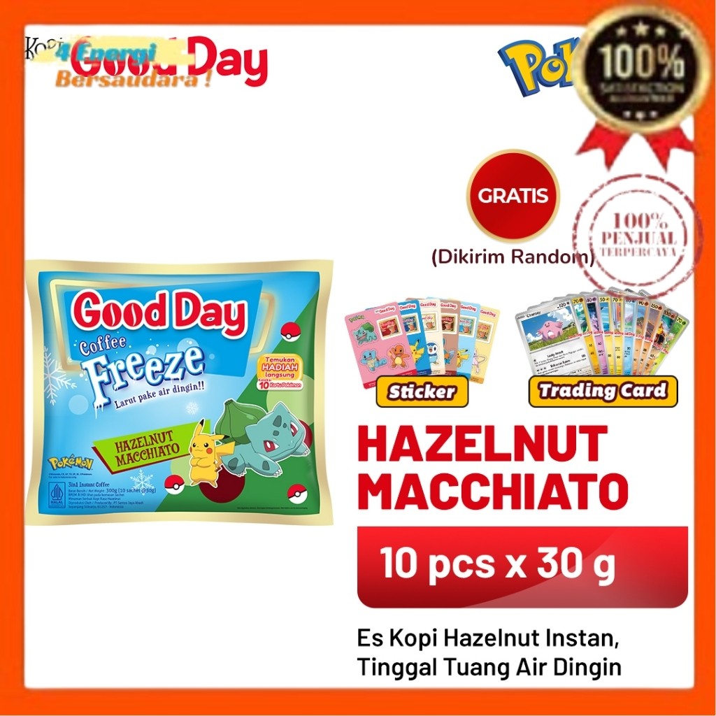 

Kopi GOOD DAY x Pokémon Coffee Freeze HazelNut Macchiato 1 Pack (10 x 30 gr) 4 Energi Bersaudara