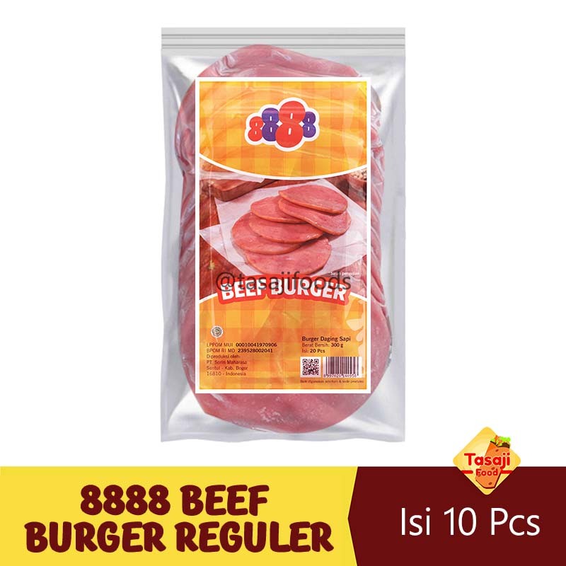 

8888 Beef Burger Reguler Isi 10 Pcs Burger Sapi Frozen