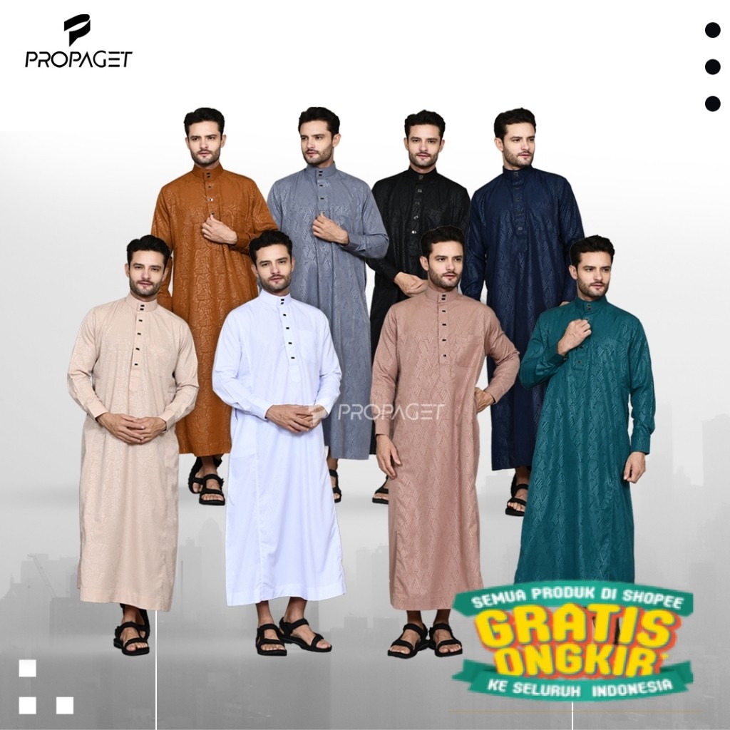 Propaget - Gamis Jubah Pria Abbwa Hitam/ Hijau sage lumut army ijo