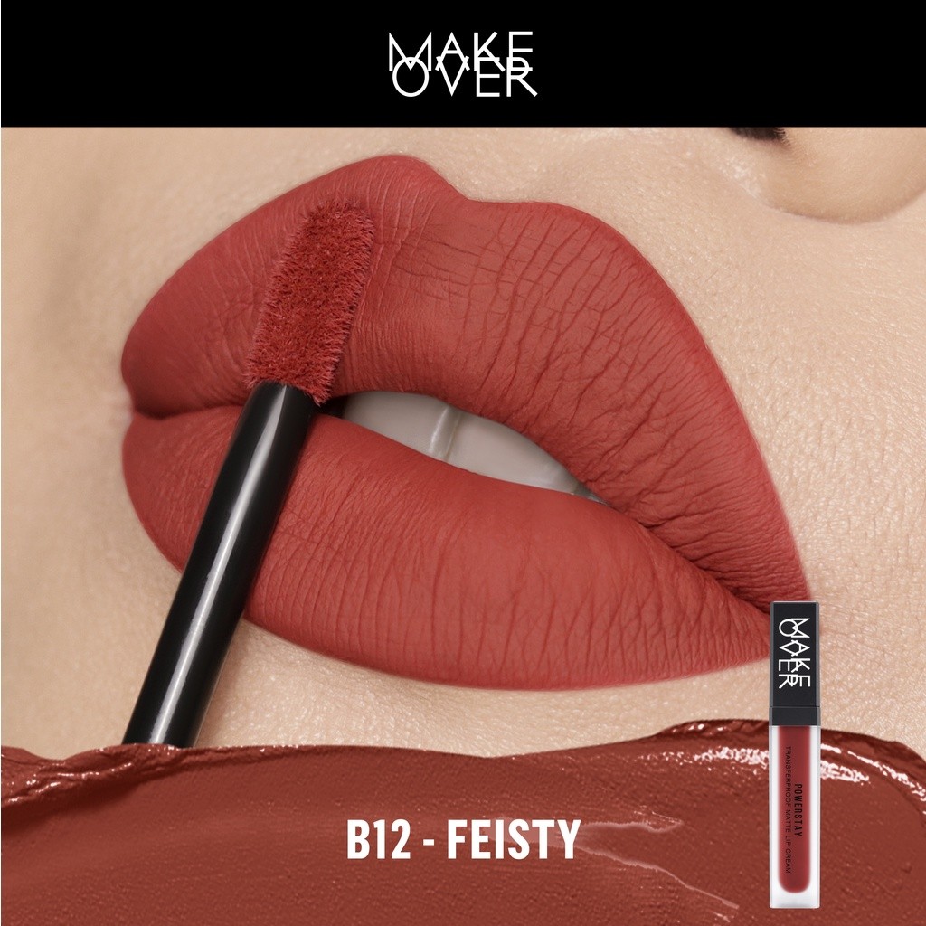 [Gift Not For Sale] MAKE OVER Powerstay Transferproof Matte Lip Cream B12 Feisty 7 g (KEMASAN LAMA)
