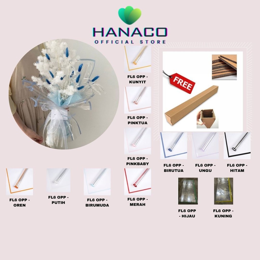 

HANACO - FL6 OPP 5Lembar-Kertas Bunga Buket Transparan List WARNA / Kertas Buket Bunga Florist Cellophane