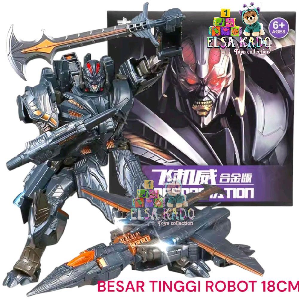Mainan Robot Berubah Bentuk dari Robot ke Pesawat Jet 18 cm