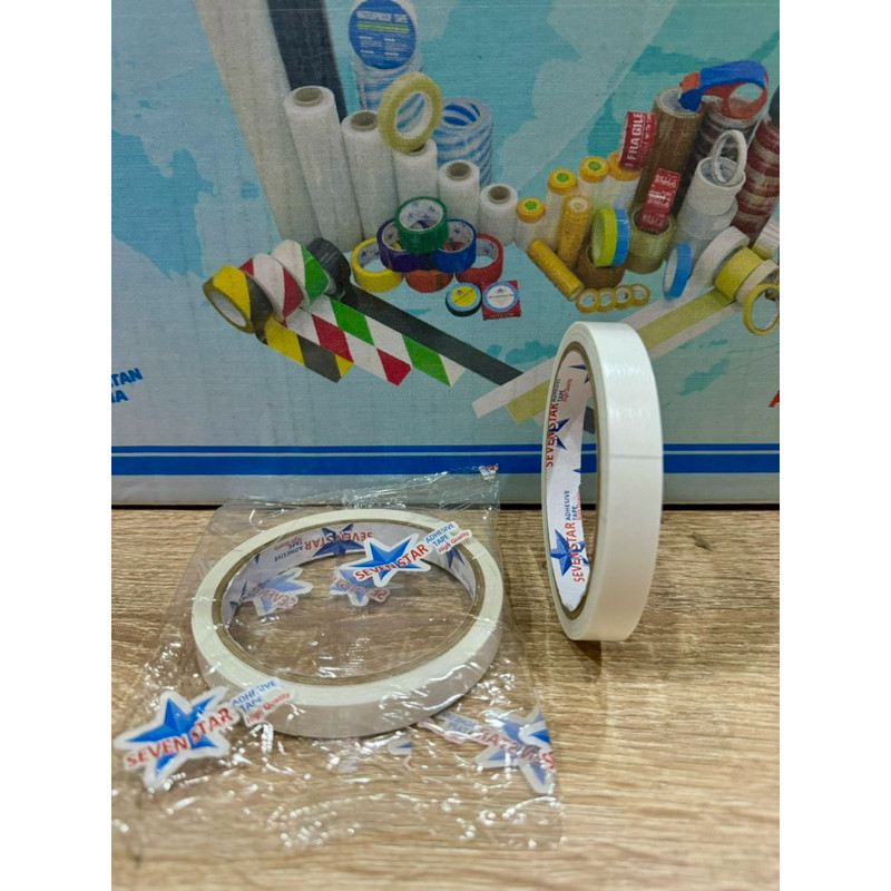 

Double Tape Seven Star 12mm Isolasi Putih Bolak Balik 12 mm Lakban 1/2 Inch