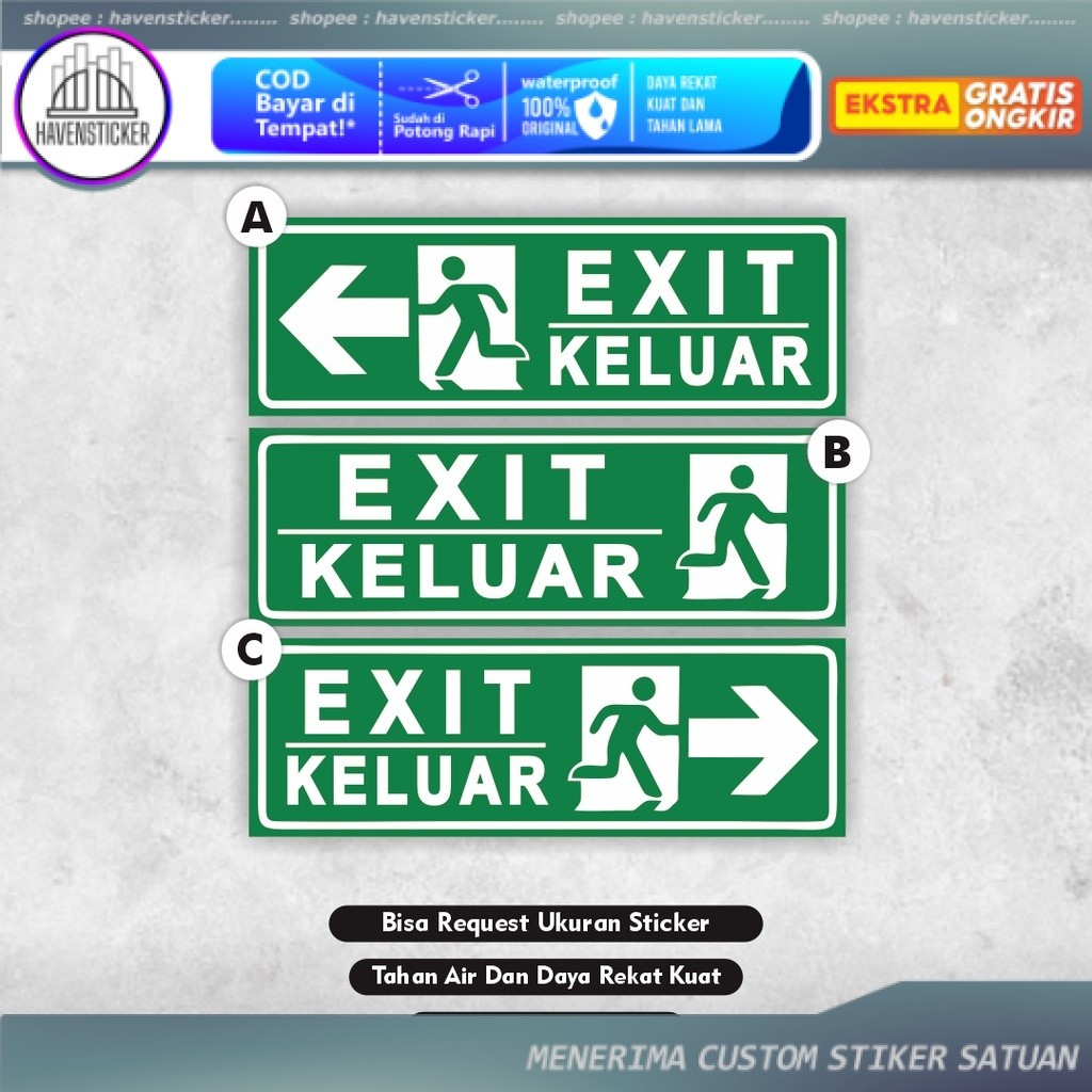 

Stiker Exit - Sticker Jalur Exit - Stiker Keluar - Sticker Jalur Keluar - Sticker Emergency