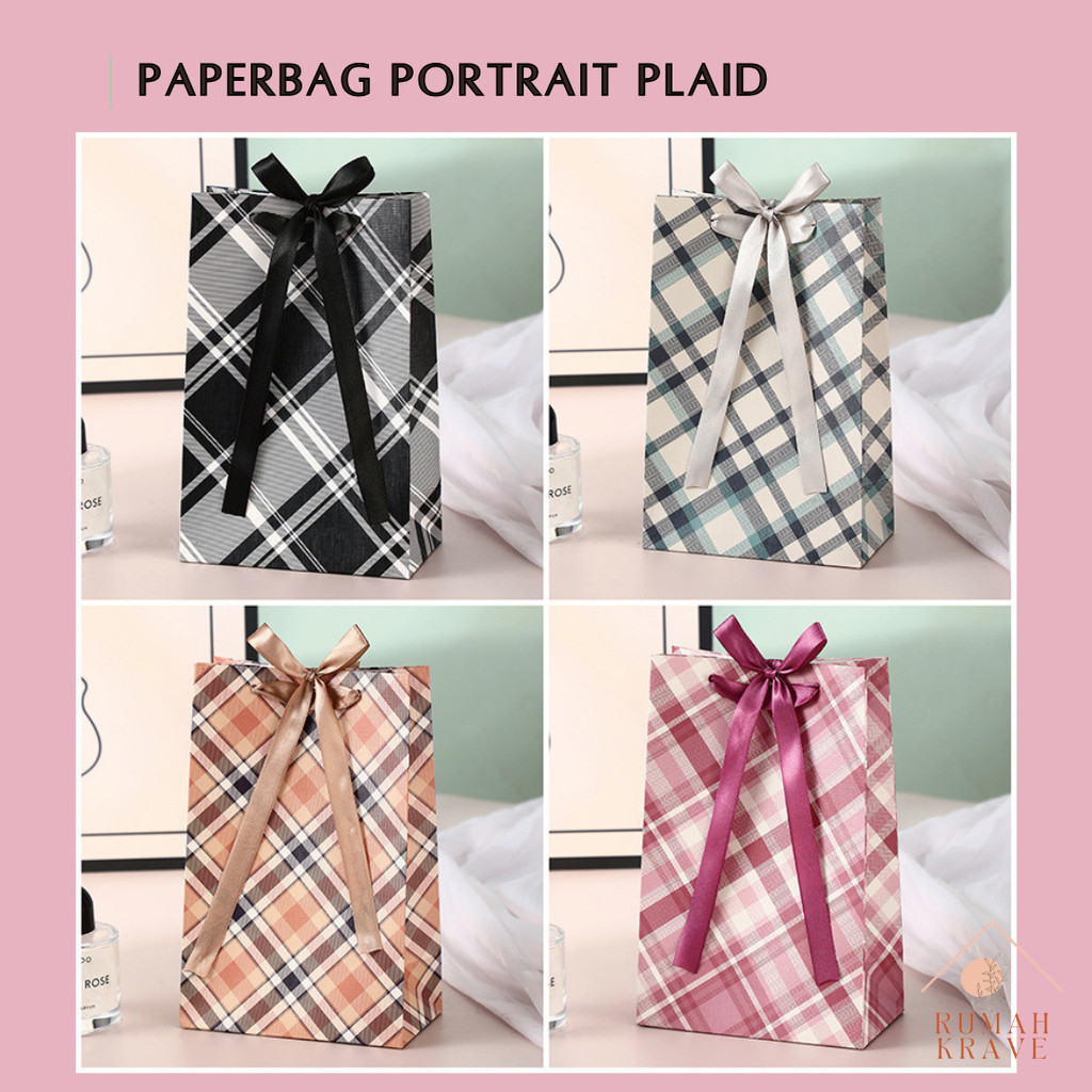 

RUMAH KRAVE - Paperbag Portrait Plaid Kotak-kotak Kantong Tas Hadiah