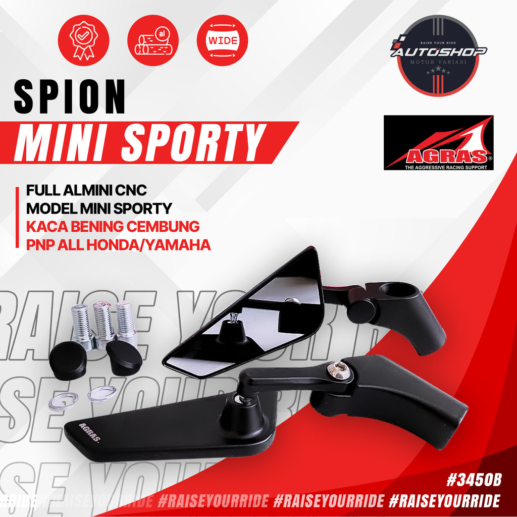 Spion Tanduk MINI SPORTY Tangkai Pendek FULL CNC Kaca Sepion Mirror VARIO NMAX XMAX ADV Model   Full