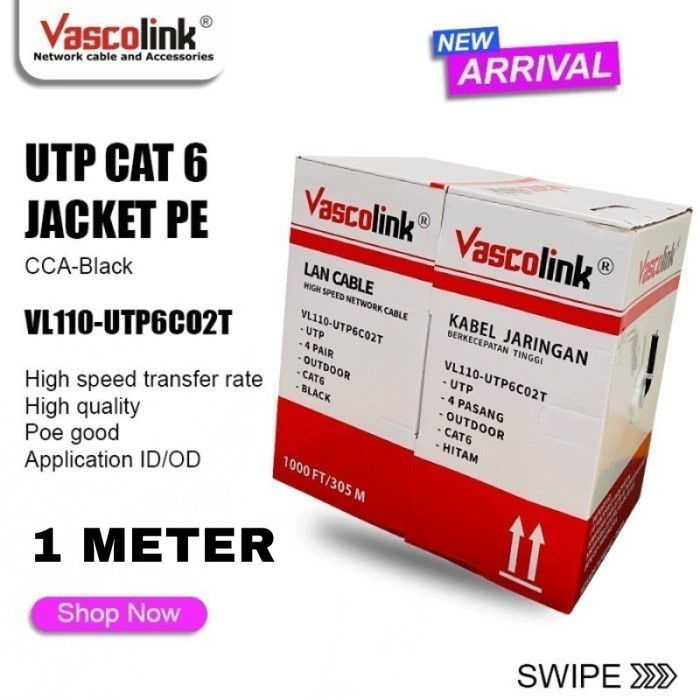 Kabel LAN UTP Outdoor CAT 6 / CAT6 Black 1METER