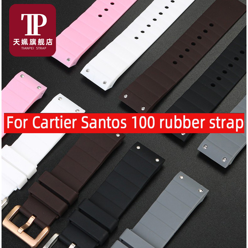 20mm 23mm Watch Strap for Cartier Santos Sandoz Santos 100 Silicone Watch Strap Rubber Men and Women