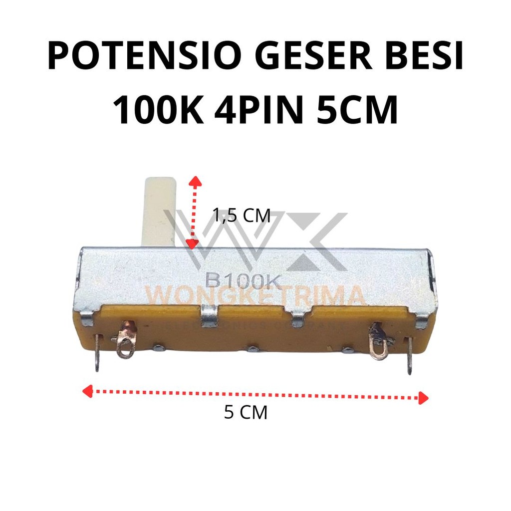 Potensio Geser Besi 100k Potensio Shift 100 Kilo 5cm Untuk Mikser Audio