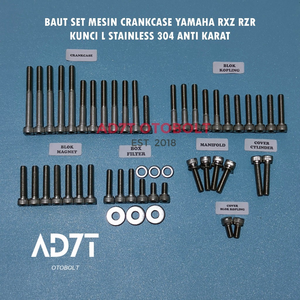 Baut Set Mesin Crankcase RXZ RZR Kunci L Stainless