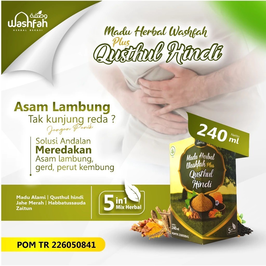 Madu Qusthul Hindi BPOM 240ml Original Washfah Premium